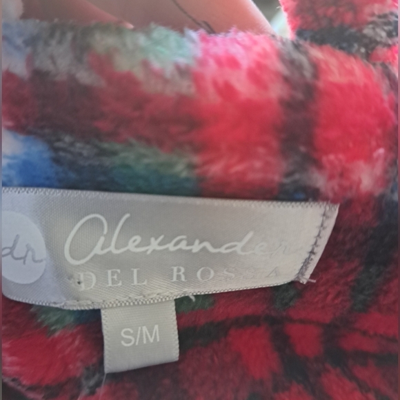 ALEXANDER DEL ROSSA plush plaid hooded bathrobe check robe COZY coastal TAGS SM - Picture 13 of 13